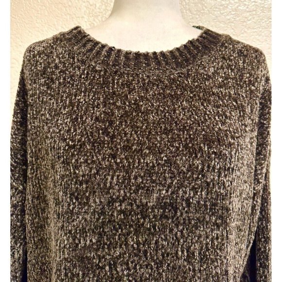 Seven 7 Dark Green Crewneck Pullover Knit Plush Sweater - Picture 2 of 6